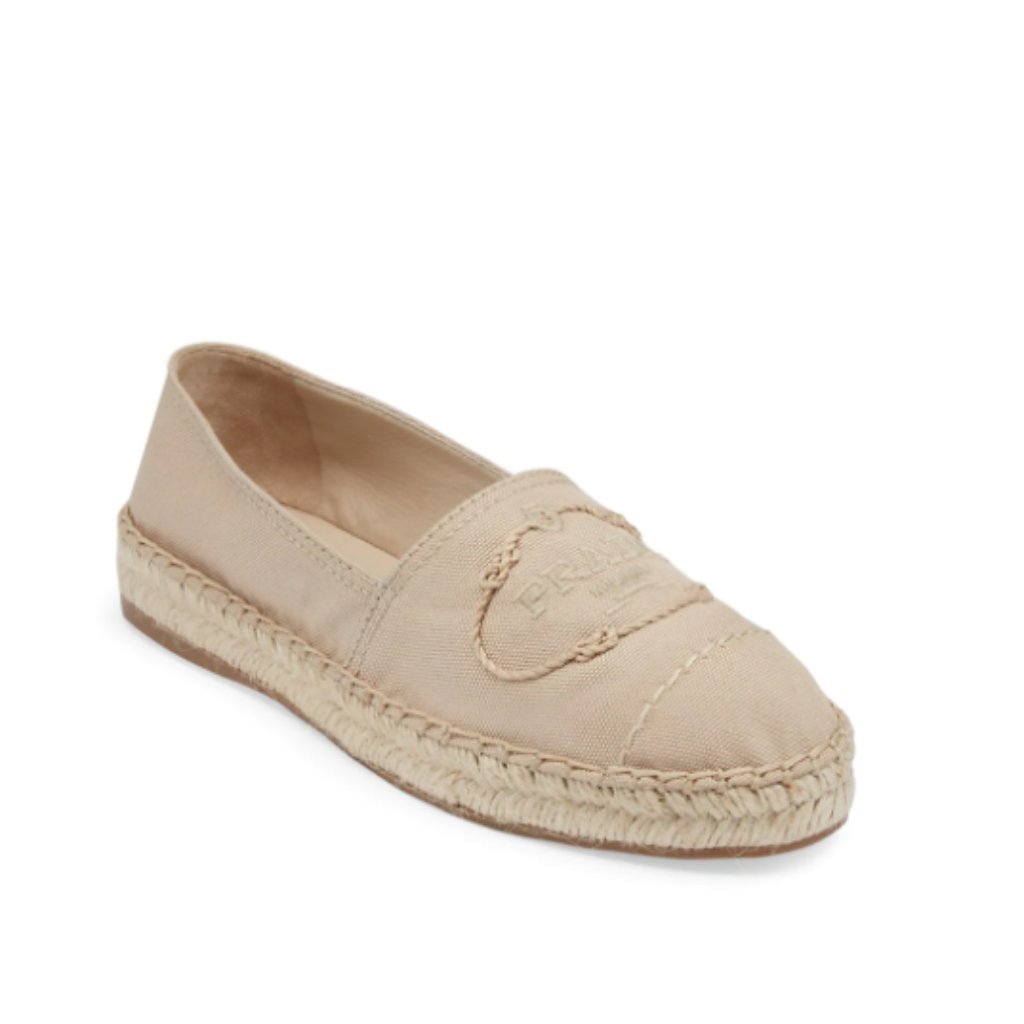 Prada Logo Canvas Espadrilles Shoes (Beige) 9b